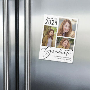 Elegant Photo Graduation Announcement Magnet