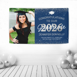 Elegant Photo Graduation Blue & Silver Banner
