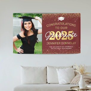 Elegant Photo Graduation Burgundy Banner