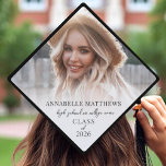 Elegant Photo Graduation Cap Topper<br><div class="desc">A stylish and modern graduation cap topper featuring a full-page photo with a soft white ombre at the bottom, creating the perfect space for text overlay. The design includes "Class of 2025" (or any year) in elegant grey fonts, with the graduate’s name and school displayed below in a sophisticated handwritten...</div>