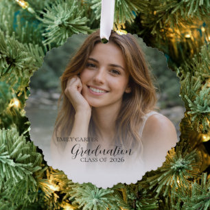 Elegant Photo Graduation    Class of 2026  Ornament Card