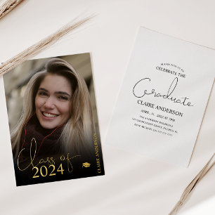 Elegant Photo Graduation Foil Invitation