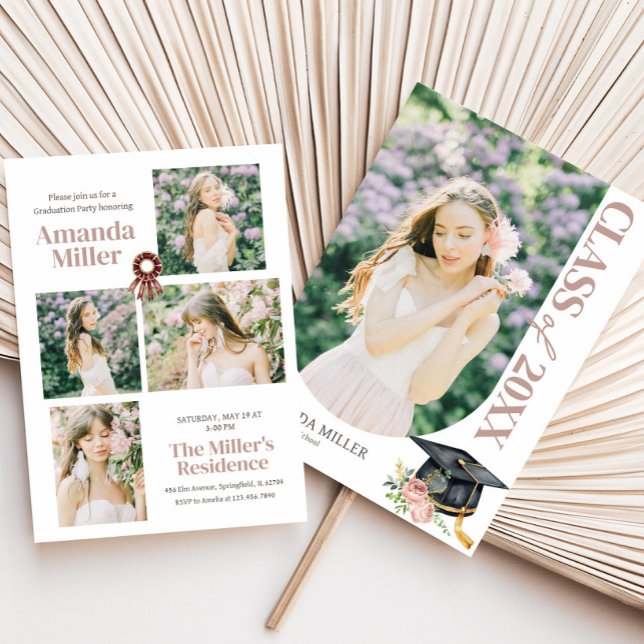 Elegant Photo Graduation Invitation (Classic Elegant Photo Graduation Invitation with Front and Back)