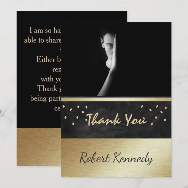 Elegant photo Graduation Thank You Card (Front/Back)