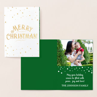 Elegant Photo Green Christmas Gold/Silver Foil Card