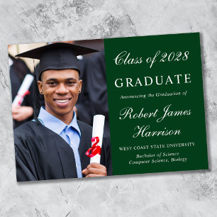 Elegant Photo Green College Graduation Announcement