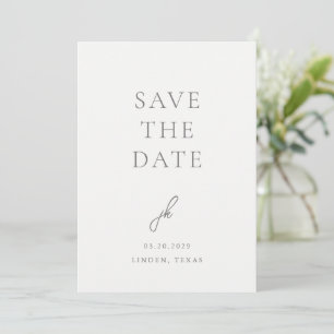 Elegant Photo Grey Script Monogram Wedding Save The Date