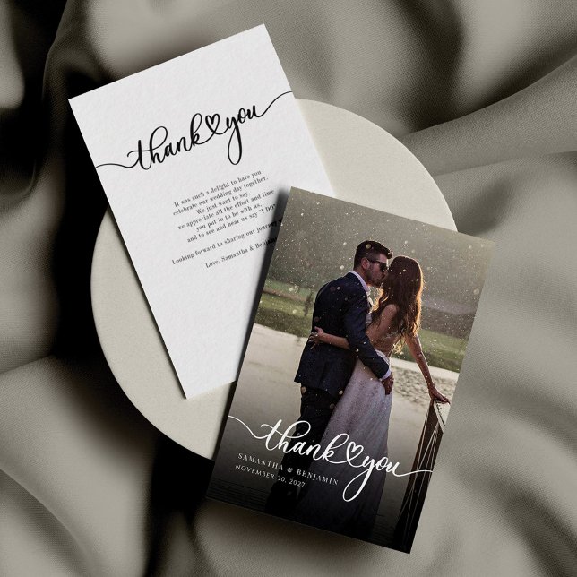 Elegant Photo Hand-Lettered Wedding Thank You Card (Creator Uploaded)