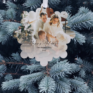 Elegant Photo Happy Holidays Christmas Tree Ornament Card