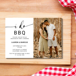 Elegant Photo I Do BBQ Script Engagement Party Invitation