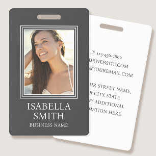 Elegant Photo ID Badge Custom Template Grey