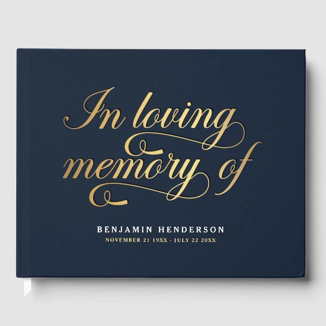Elegant Photo In Loving Memory Funeral Guest Book (Front)