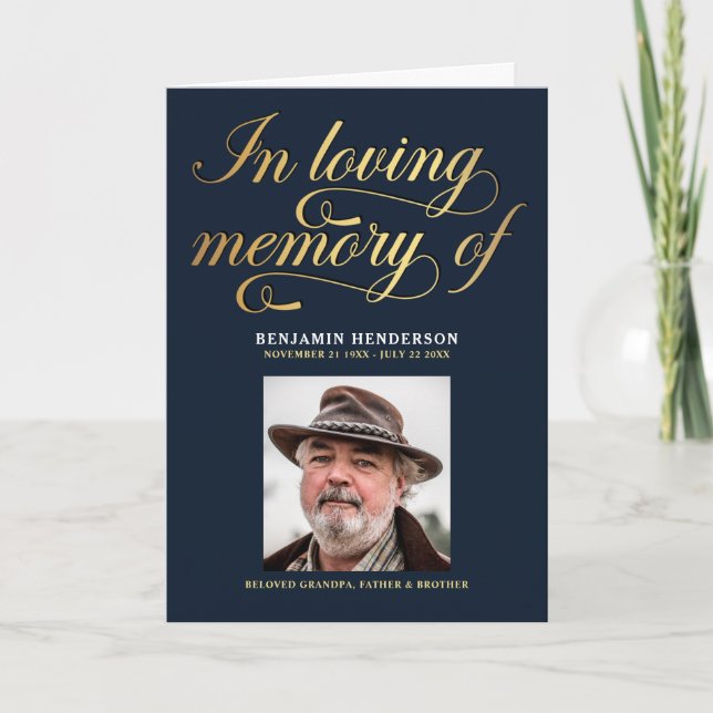 Elegant Photo In Loving Memory Funeral Program (Front)