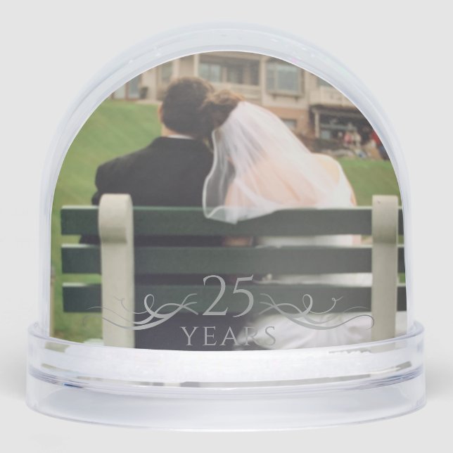 Elegant Photo Keepsake 25th Wedding Anniversary Snowglobe (Front)