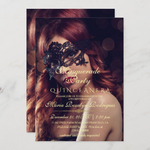Elegant Photo Masquerade Party Quinceanera   Invitation