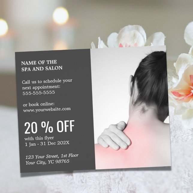 Elegant Photo Massage Therapist Discount Flyer (Creator Uploaded)