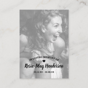 Elegant Photo Memorial Prayer Business Card