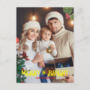 Elegant Photo Merry and Bright Christmas Holiday Postcard