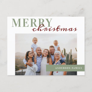 Elegant Photo Merry Christmas Family Postcard