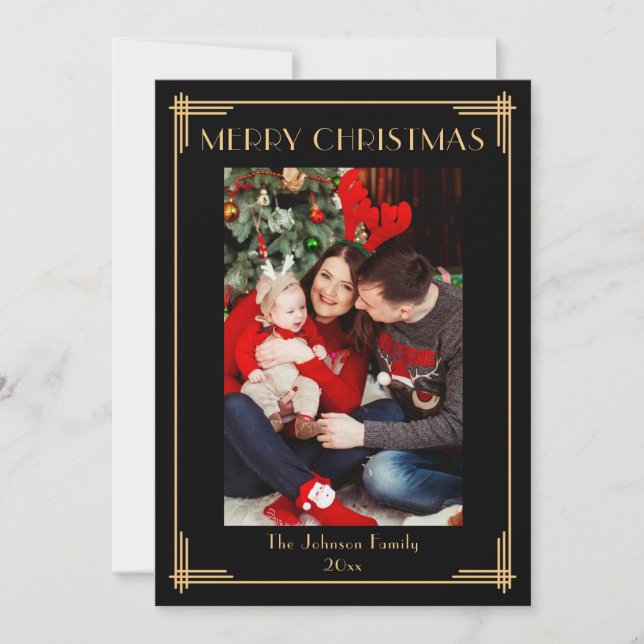 Elegant Photo Merry Christmas Holiday Card (Front)