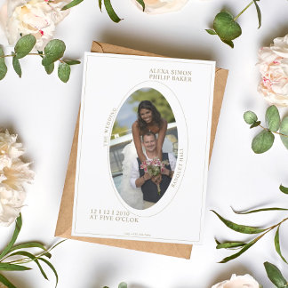 Elegant photo minimalist romantic wedding invitation