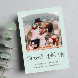 Elégant Photo Mint Mariage Réception Invitation