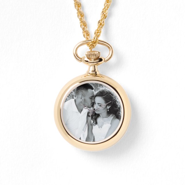 Elegant Photo Modern Minimalist Necklace Watch (Front)