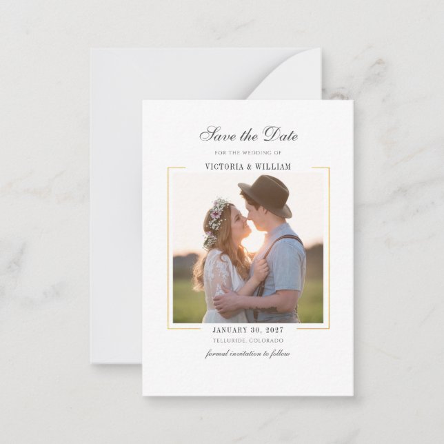 Elegant Photo Modern Save The Date Card (Front)