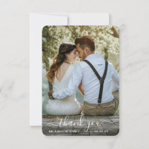 Elegant Photo Modern Simple Wedding Thank You Card