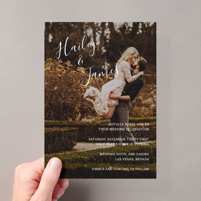 Elegant Photo Modern Wedding Acrylic Invitations (Insitu (Handheld))