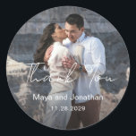 Elegant Photo Modern Wedding Classic Round Sticker<br><div class="desc">Modern wedding thank you stickers featuring a clean and simple design.</div>