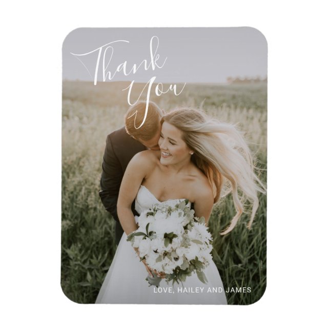 Elegant Photo Modern Wedding Magnet (Vertical)