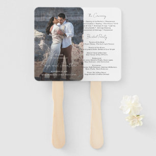 Elegant Photo Modern Wedding Program Hand Fan