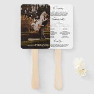 Elegant Photo Modern Wedding Program Hand Fan