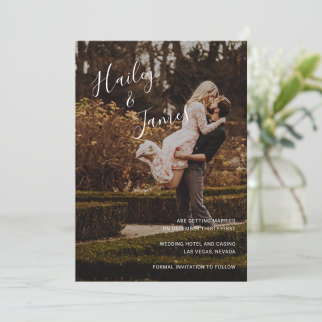 Elegant Photo Modern Wedding Save The Date (Standing Front)