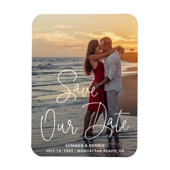 Elegant Photo Modern Wedding Save the Date Magnet (Vertical)
