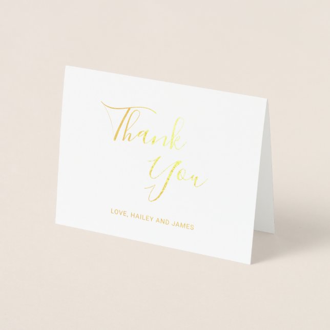 Elegant Photo Modern Wedding Thank You Foil Card (Front)