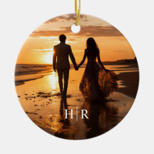 Elegant Photo Monogram Ceramic Ornament