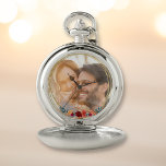 Elegant Photo Monogram Pocket Watch<br><div class="desc">We love bright colours and bold designs, so we wanted something fun and whimsical but still classy enough for a wedding gift. This design has abundant colourful flowers and modern typography on a photo background for a sophisticated floral look - perfect for a couple's gift.</div>