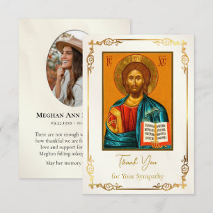 Elegant Photo Orthodox Christian Memorial Funeral Thank You Card