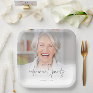 Elegant Photo Overlay Retirement Party  Paper Plat Paper Plate