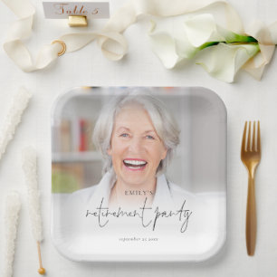 Elegant Photo Overlay Retirement Party  Paper Plat Plate