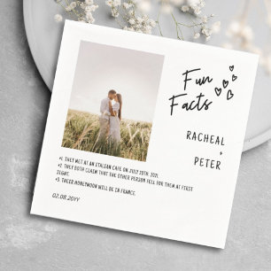 Elegant Photo Overlay Script Fun Facts Wedding  Napkin