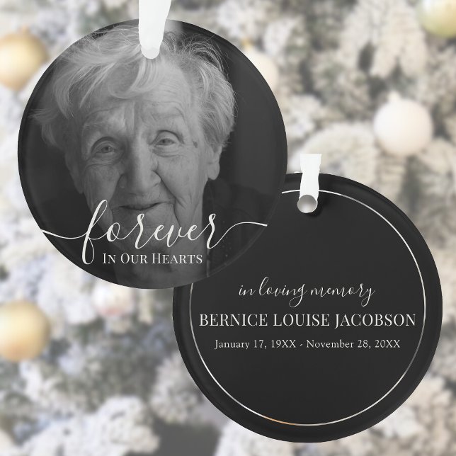 Elegant Photo Personalized Memorial Keppsake Ornament (Photo Memorial In Loving Memory Ornament)