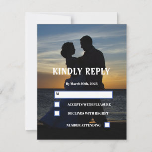 Elegant Photo picture Sunset Simple Wedding  RSVP Card