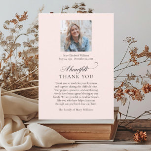 Elegant Photo Pink Christian Funeral Thank You Card