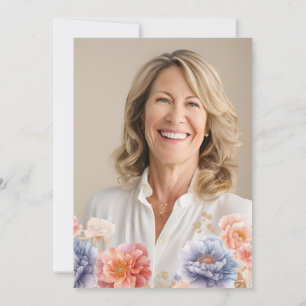 Elegant Photo Pink Floral 50th Birthday Invitation