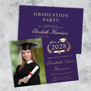 Elegant Photo Purple College Graduation Party