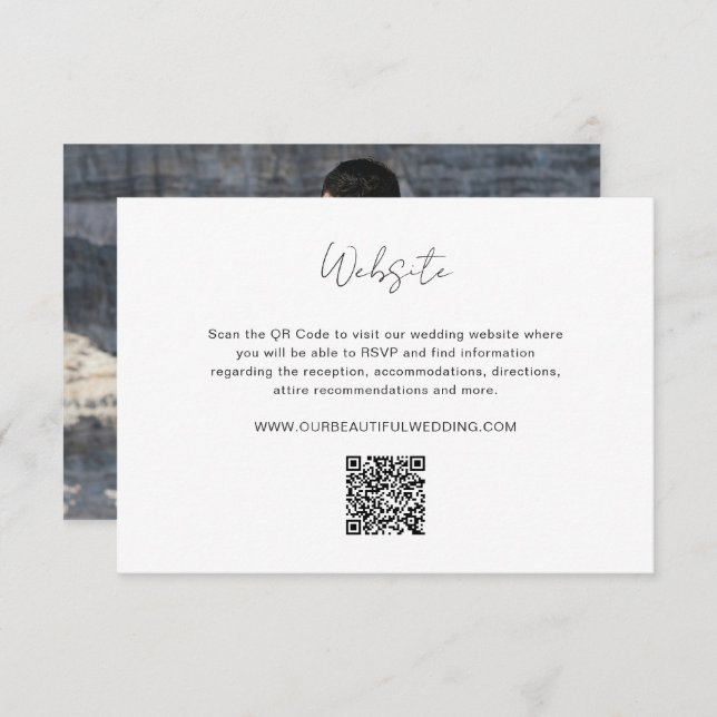 Elegant Photo QR Code Modern Wedding Enclosure Card (Front/Back)