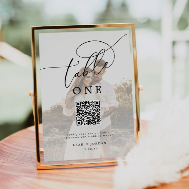 Elegant Photo QR Code Wedding Menu Table Number (Creator Uploaded)